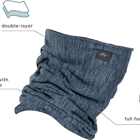 Turtle Fur Comfort Shell Stria UV Pipe Dream Fleece Lined Neck Warmer, Baltic - Picture 2 of 6